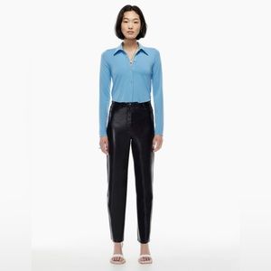 Aritzia Wilfred Melina Black Vegan Leather High Rise Pant